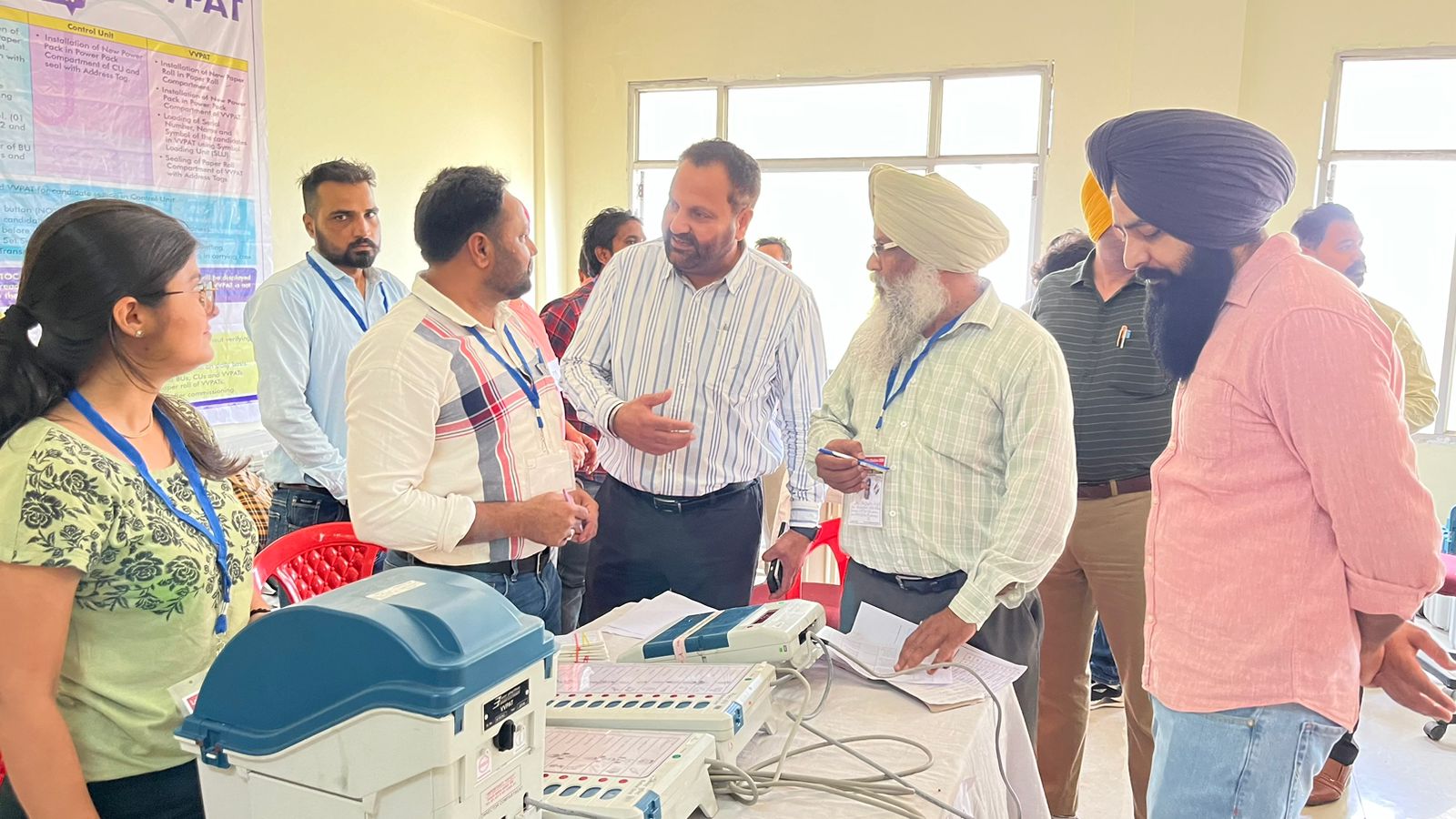 The Additional District Election Officer visited the strong room and reviewed the maintenance of the voting machines and the security arrangements made.
